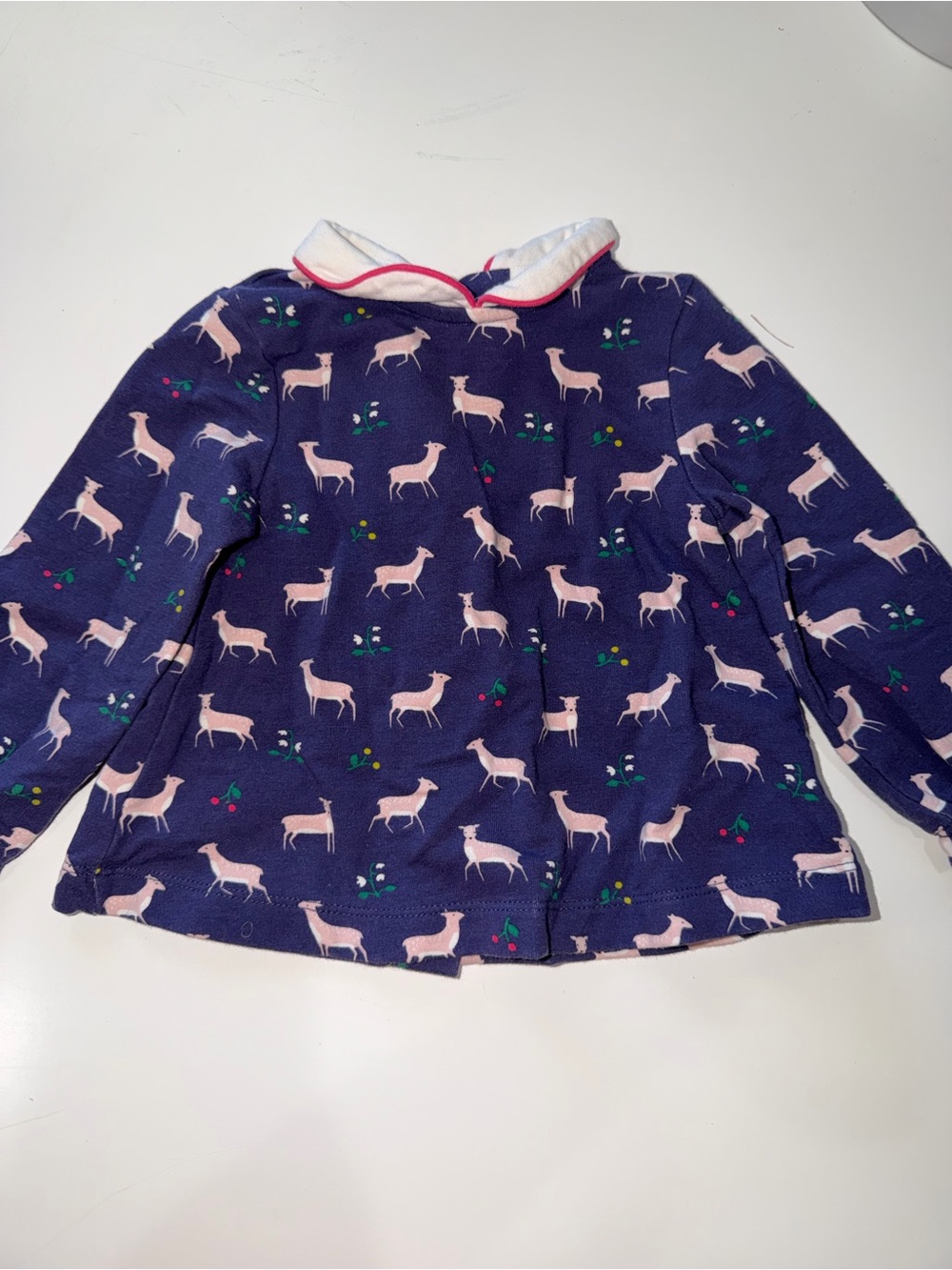 Baby’s Navy Deer Print Long-Sleeve Top - Pink Deer Pattern